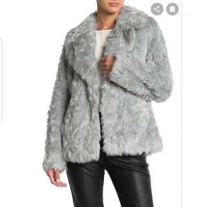NWT BCBGENERATION Blue Faux Fur Coat L